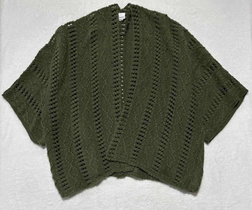 Sonoma Goods For Life Cardigan Womens One Size Green Open Knit Crochet Kimono